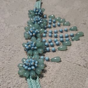 Elegant Floral Blue Choker Necklace